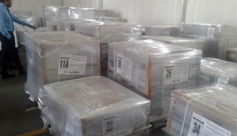 When the ballot-packs arrived from the printer. Photo: IEBC on twitter